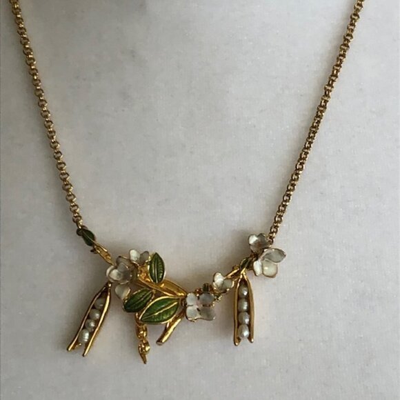 BILL SKINNER Retired Pearl Peas in Pod Gold Necklace Rare - Picture 5 of 17